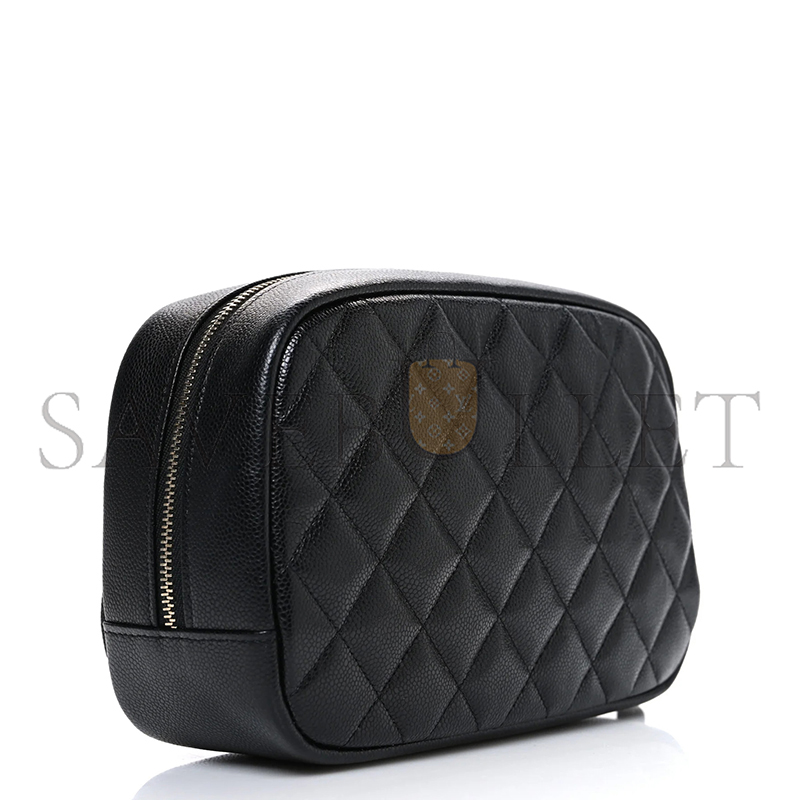 Ch**el caviar quilted pouch cosmetic case gold hardware (18.5*11*6cm)
